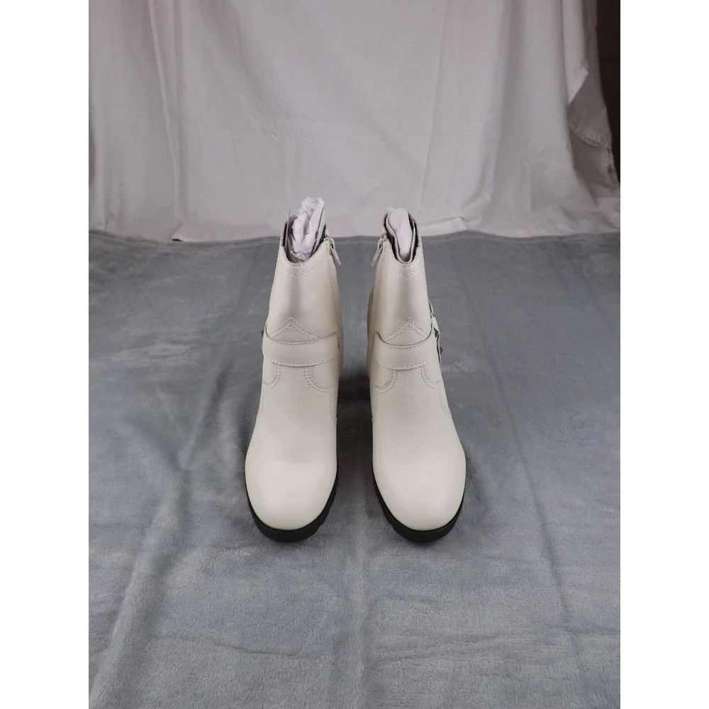 Zodiak Aidan High Heel Ankle Boots New Women's Size 9.5 White‎ Metal Rings/Studs